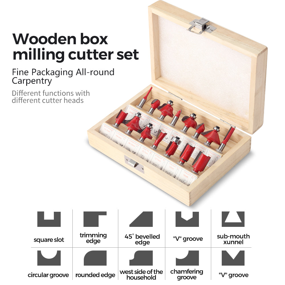 Twotrees 15 pcs Milling Cutter Set for Wood Router