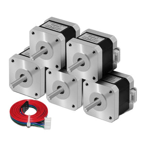 Twotrees Nema 17 Stepper Motor 5PCS 17HS4401 NEMA17 42 Motor 4-Lead 42BYGH 1.5A with DuPont Line for 3D Printer and CNC